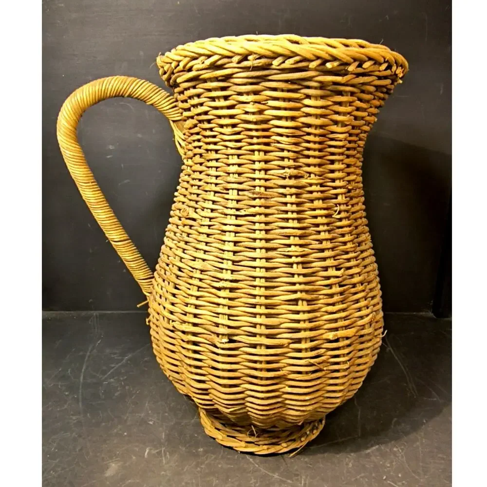 1833.  Vintage Style Woven Wicker Pitcher